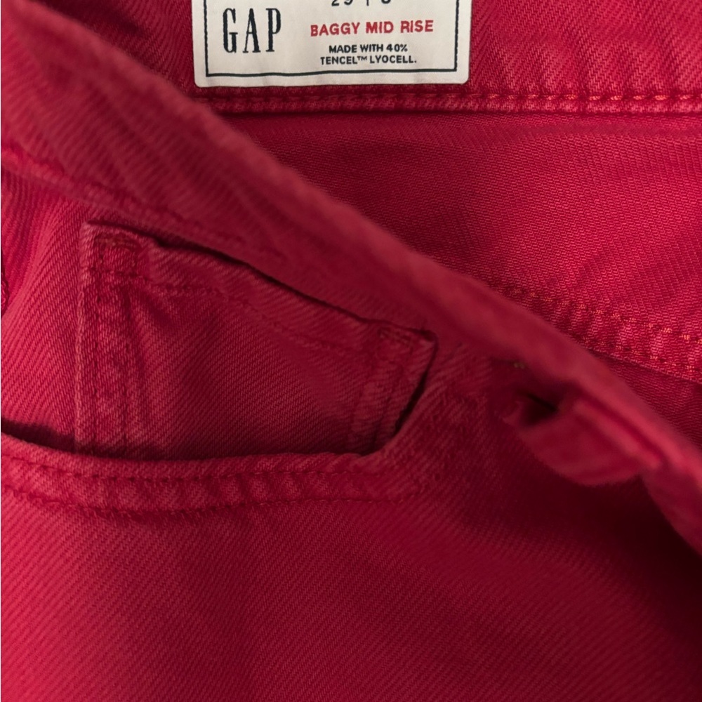 GAP Baggy Mid Rise Wide-Leg Jeans Red, Size 29 (8R) Y2K - Picture 7 of 7